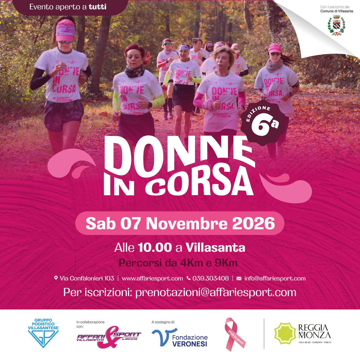 6^ Donne in corsa, sabato 7 novembre 2026
