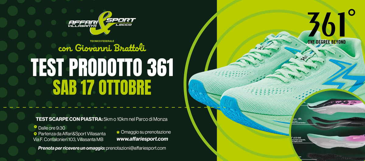 Sabato 17 ottobre 2026 -  Test scarpe 361
