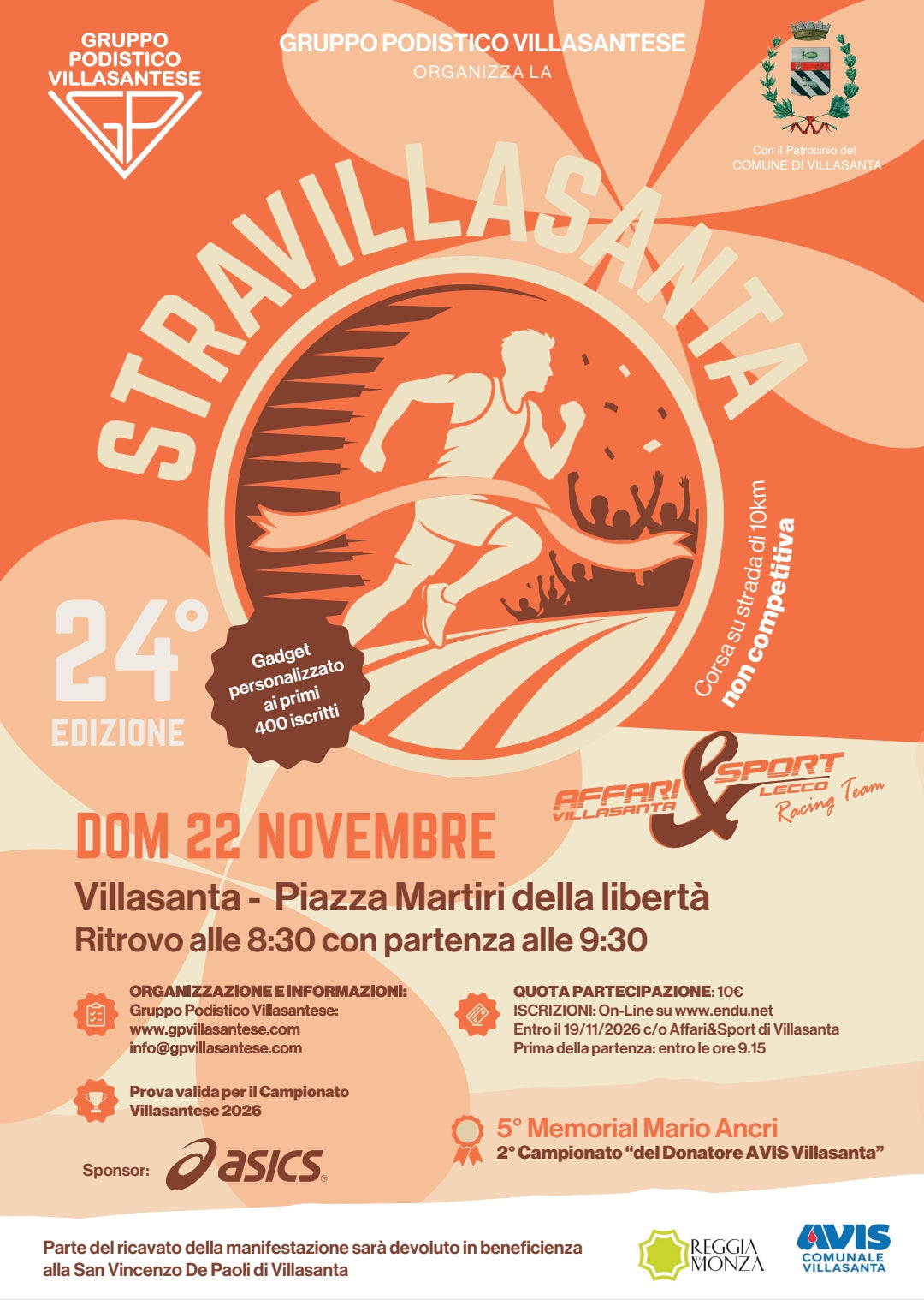 StraVillasanta, domenica 22 novembre